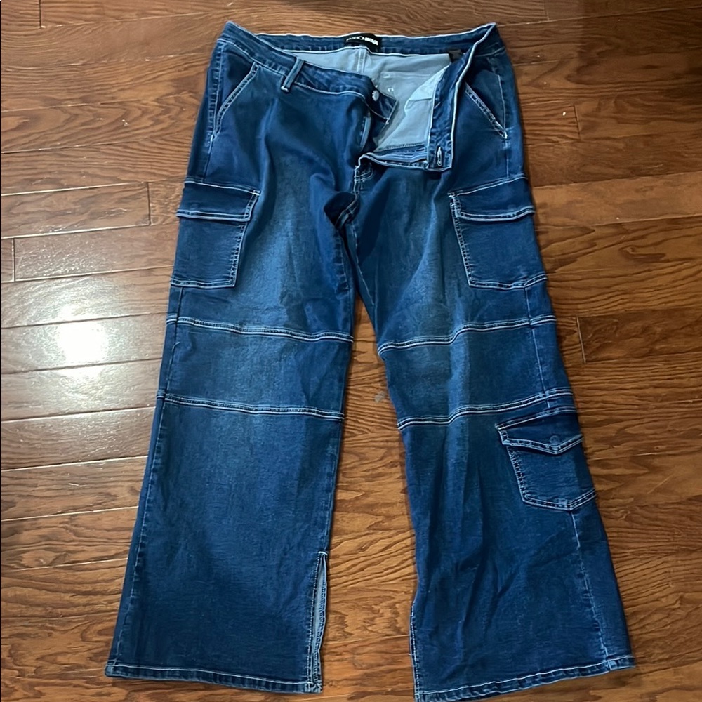 Blue Denim Cargo Pants
